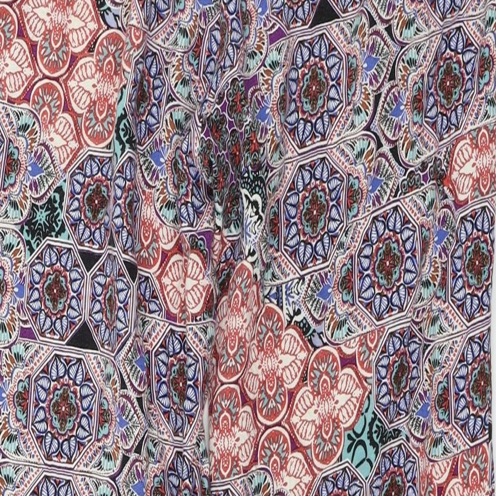 New Look Womens Blue Geometric Trousers Size 12 L24 in