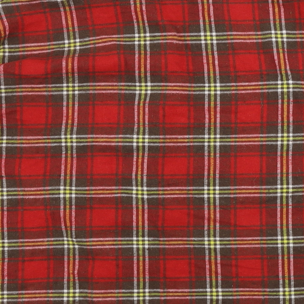 Boohoo Womens Red Check Basic Button-Up Size 10