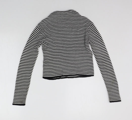 MISS EVIE Girls Black Striped Pullover Jumper Size 11-12 Years