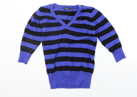 Additional front view of Atmosphere women’s blue striped jumper, size UK 8