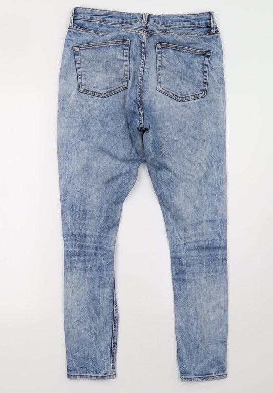 Topshop Womens Blue Denim Skinny Jeans Size 32 L32 in