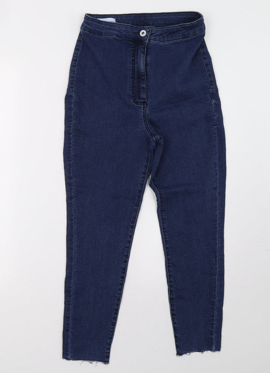 Additional front view of Collusion women’s blue denim skinny jeans, size UK 8, 26-inch leg