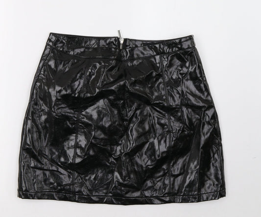 Additional front view of New Look women’s black a-line skirt, size UK 12