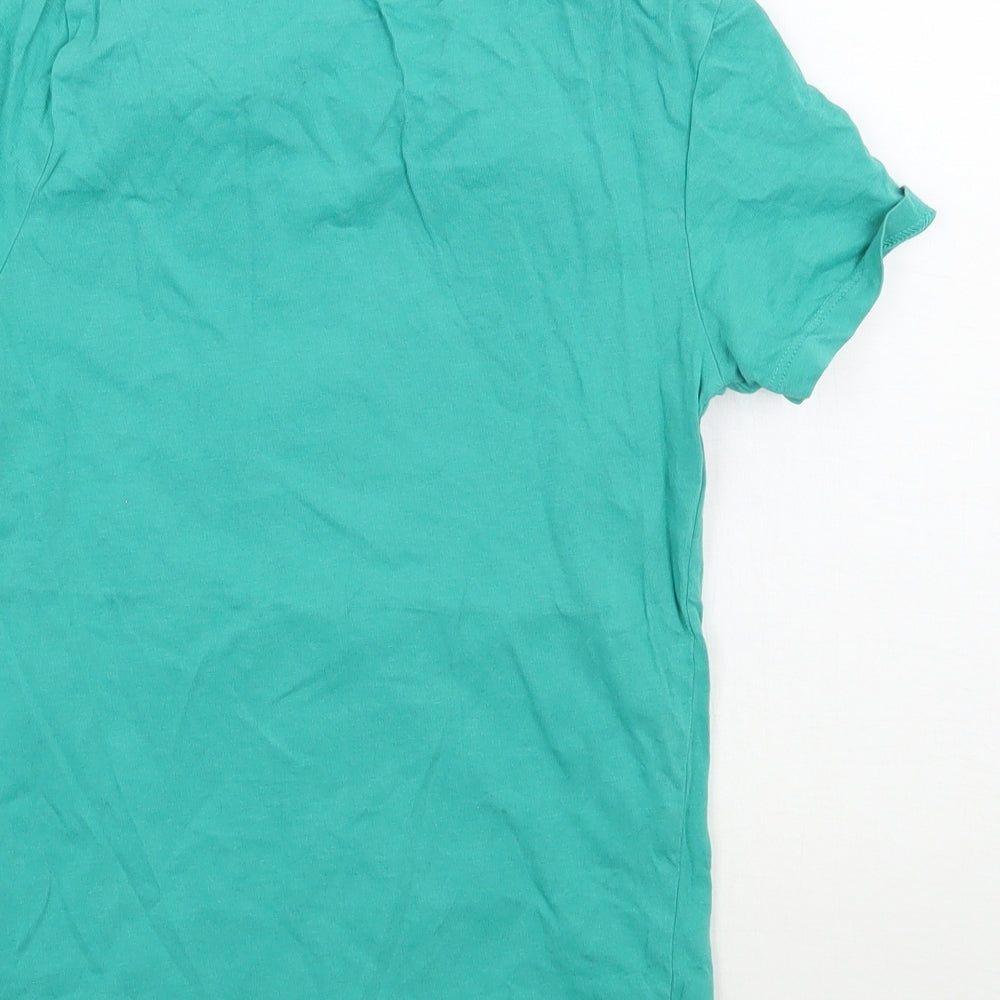 H&M Girls Green Geometric Basic T-Shirt Size 9 Years