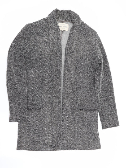 River Island Womens Grey Herringbone Jacket Size 10 - Subtle shimmer effect - Longline