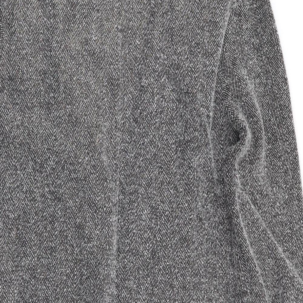 Brand and care label for River Island women’s grey herringbone jacket, size UK 10, - subtle shimmer effect - longline