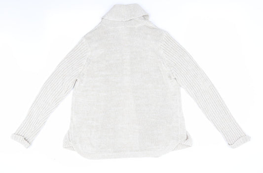 Womens UK Size 14 Petite Beige Cardigan Jumper