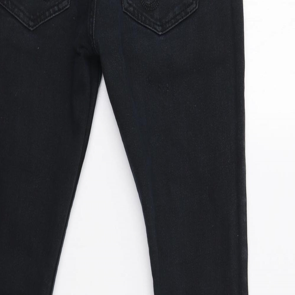 Brand and care label for South women’s blue skinny jeans, size UK 8, 30-inch leg