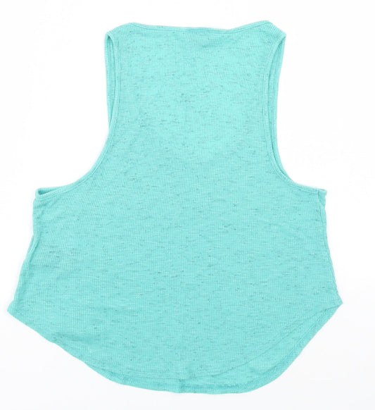 Womens UK Size S Sparkle & Fade Green Basic Tank