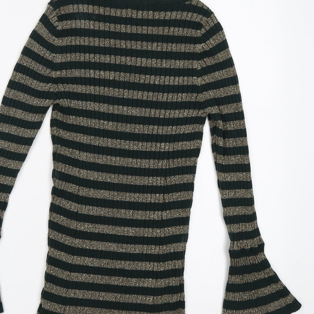 Brand and care label for Next women’s multicoloured striped bodycon, size UK 8