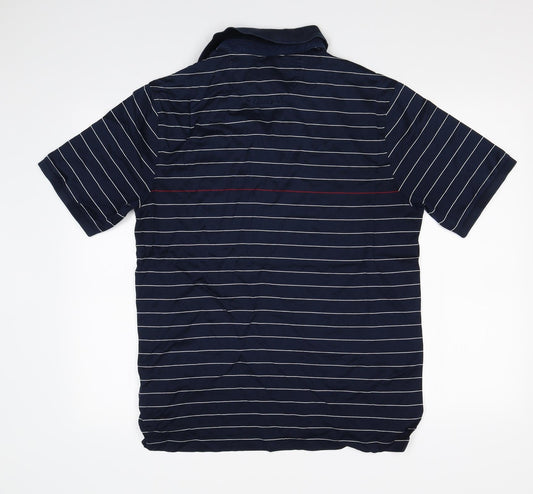 M&S Mens Blue Striped Polo Size M