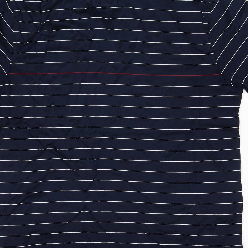M&S Mens Blue Striped Polo Size M