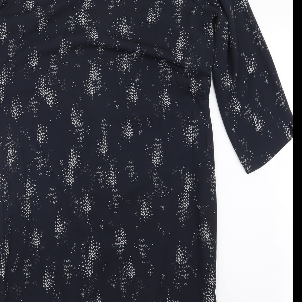 Brand and care label for Papaya women’s blue geometric shirt dress, size UK 10