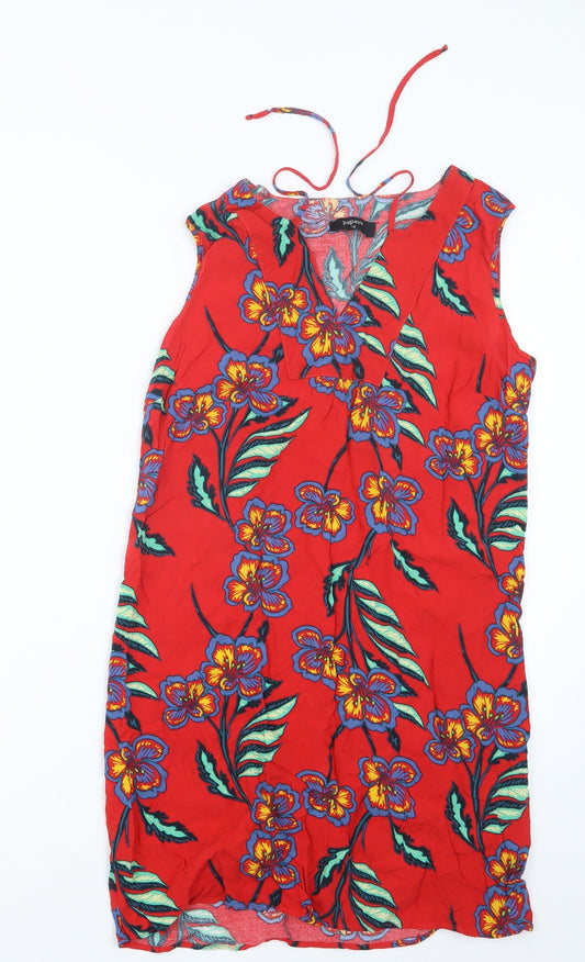 Womens UK Size 10 Papaya Red Basic Blouse