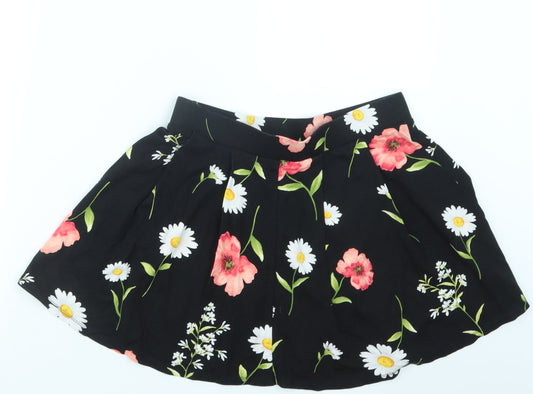 FOREVER 21 Womens Black Floral A-Line Skirt Size M