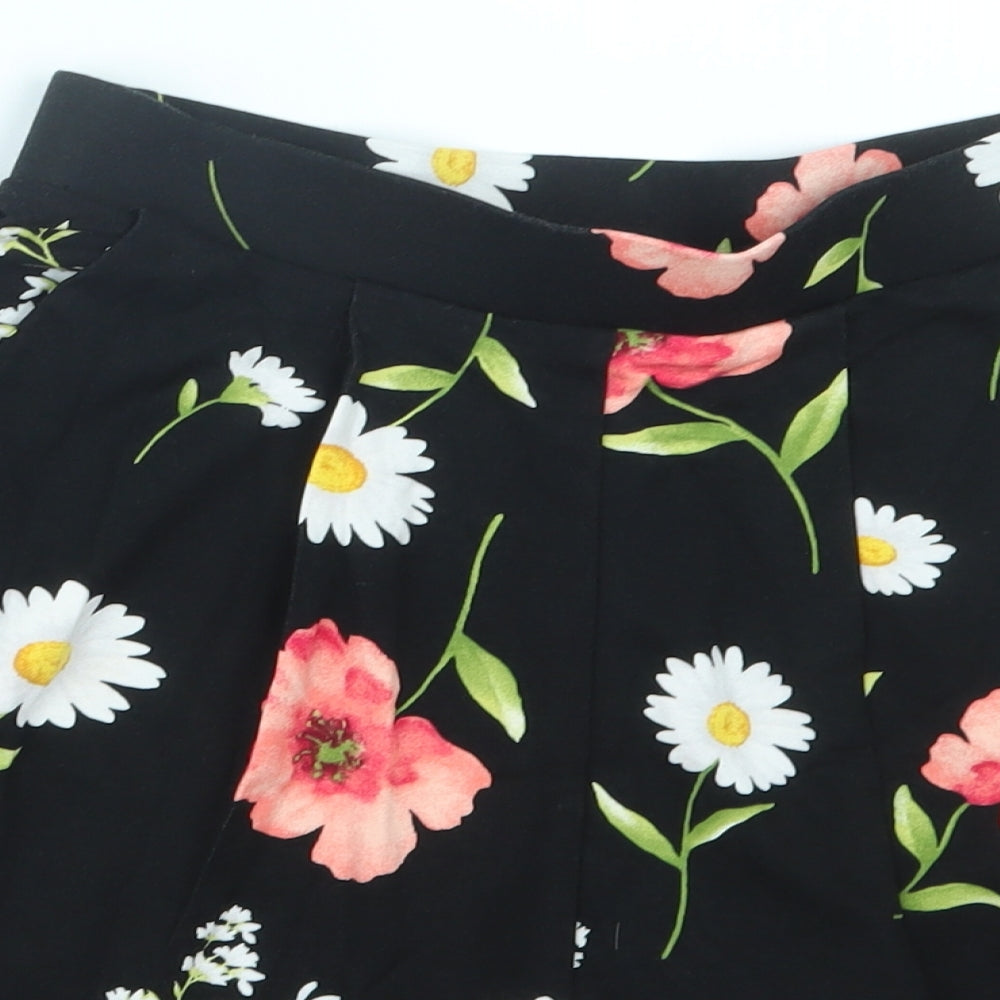 FOREVER 21 Womens Black Floral A-Line Skirt Size M