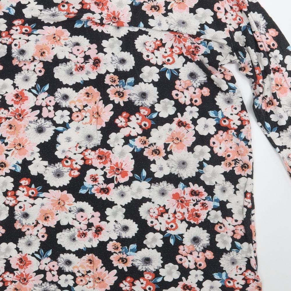 George Womens Black Floral Basic T-Shirt Size 12