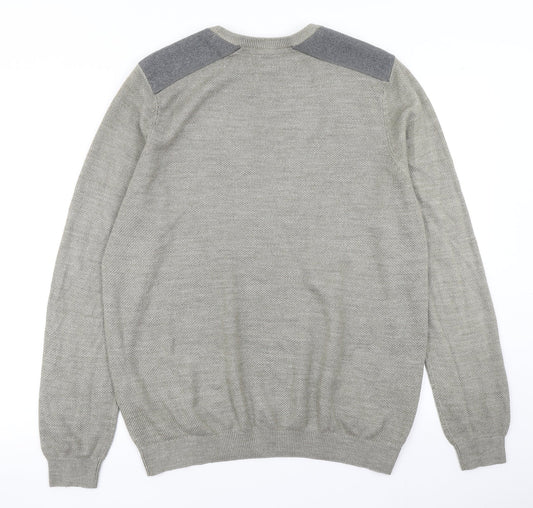 New Look Mens Grey Knit Pullover Jumper Size XL