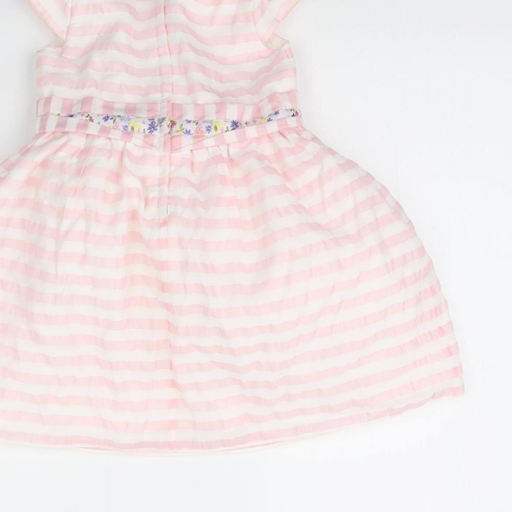 Brums Girls White Striped Fit & Flare Size 9-12 Months