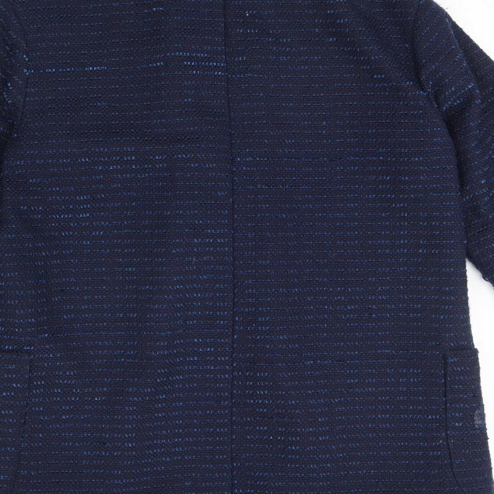Brand and care label for M&Co women’s blue jacket, size UK 10