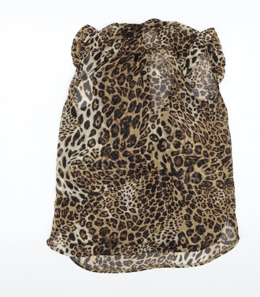 Atmosphere Womens Brown Animal Print Basic Blouse Size 8