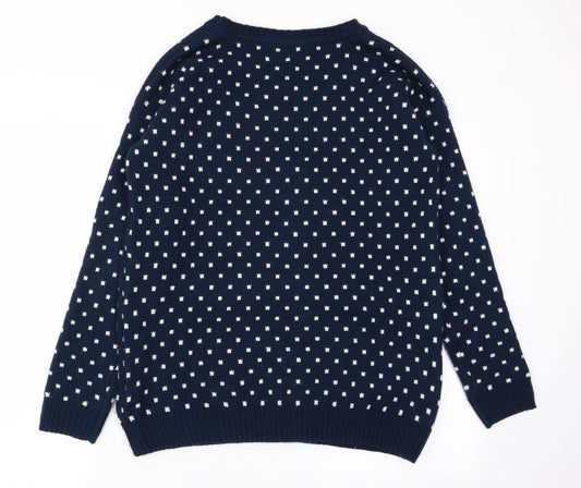 Primark Mens Blue Polka Dot Pullover Jumper Size S