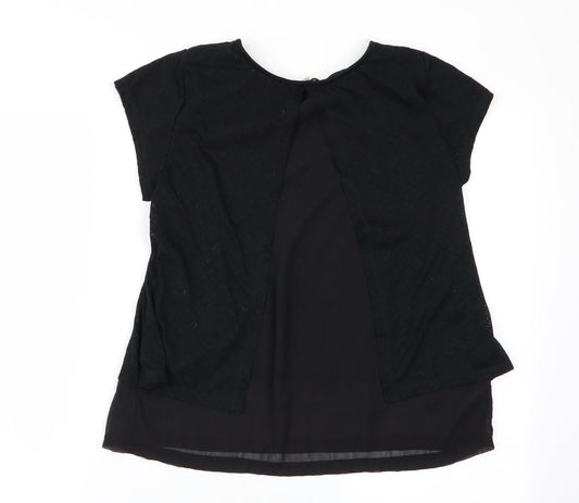 Papaya Womens Black Basic T-Shirt Size 10