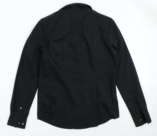 Womens UK Size 40 H&M Black Basic Button-Up