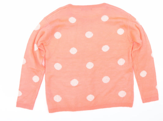 George Womens Orange Polka Dot Pullover Jumper Size 14