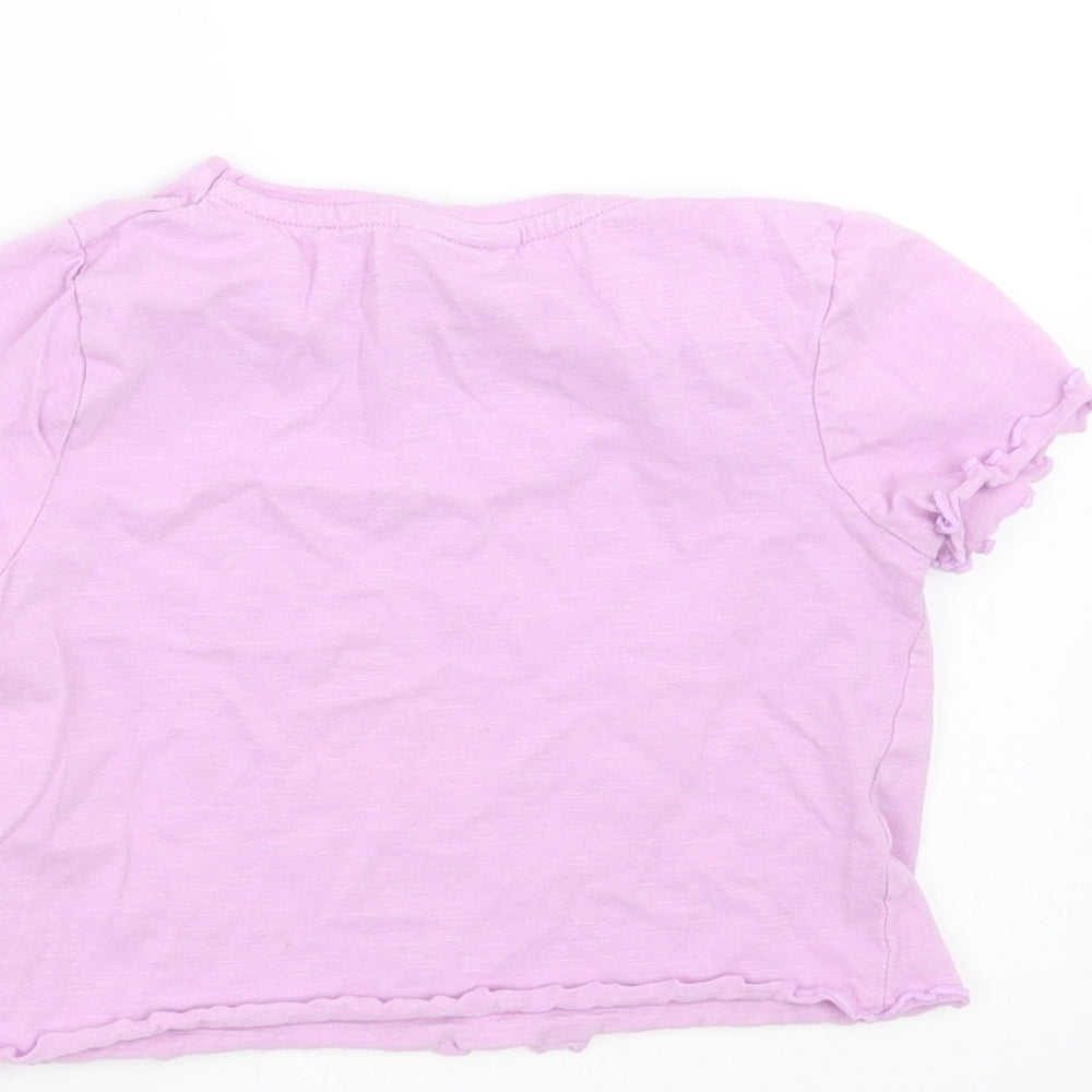 Matalan Girls Purple Cropped T-Shirt Size 6 Years - jadore