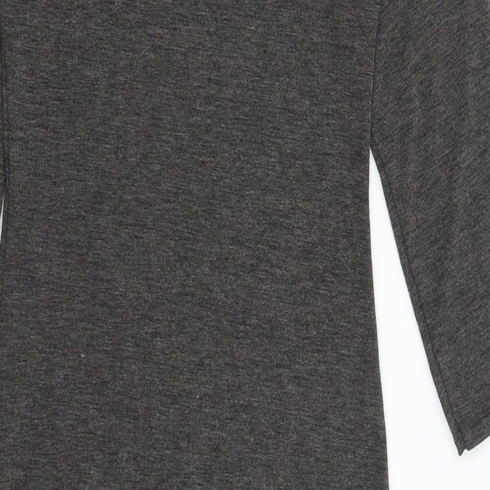 Brand and care label for Aislinn women’s grey t-shirt dress, size S