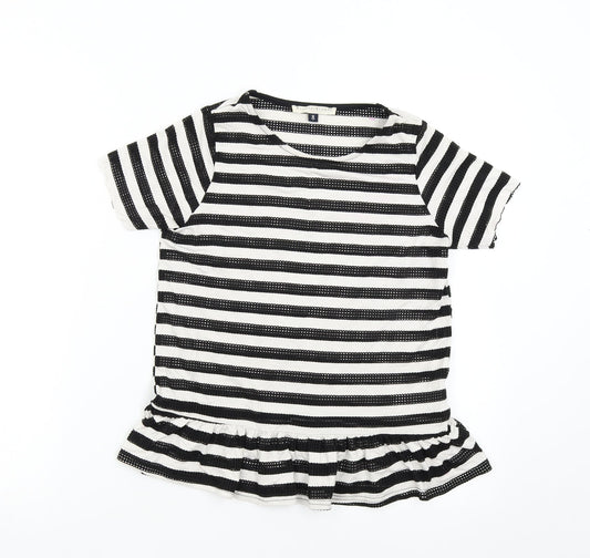 Additional front view of Blonde + Blonde women’s multicoloured striped basic t-shirt, size UK 8