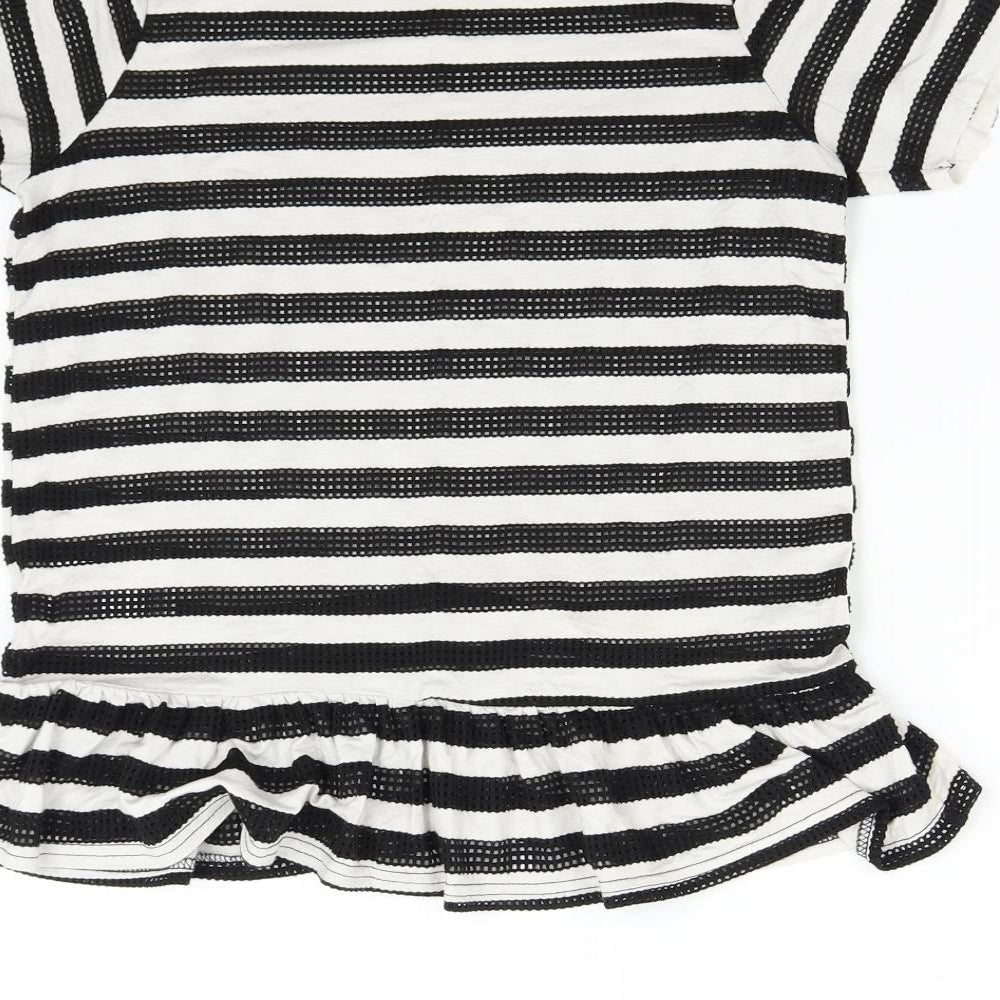 Blonde & Blonde Womens Multicoloured Striped Basic T-Shirt Size 8