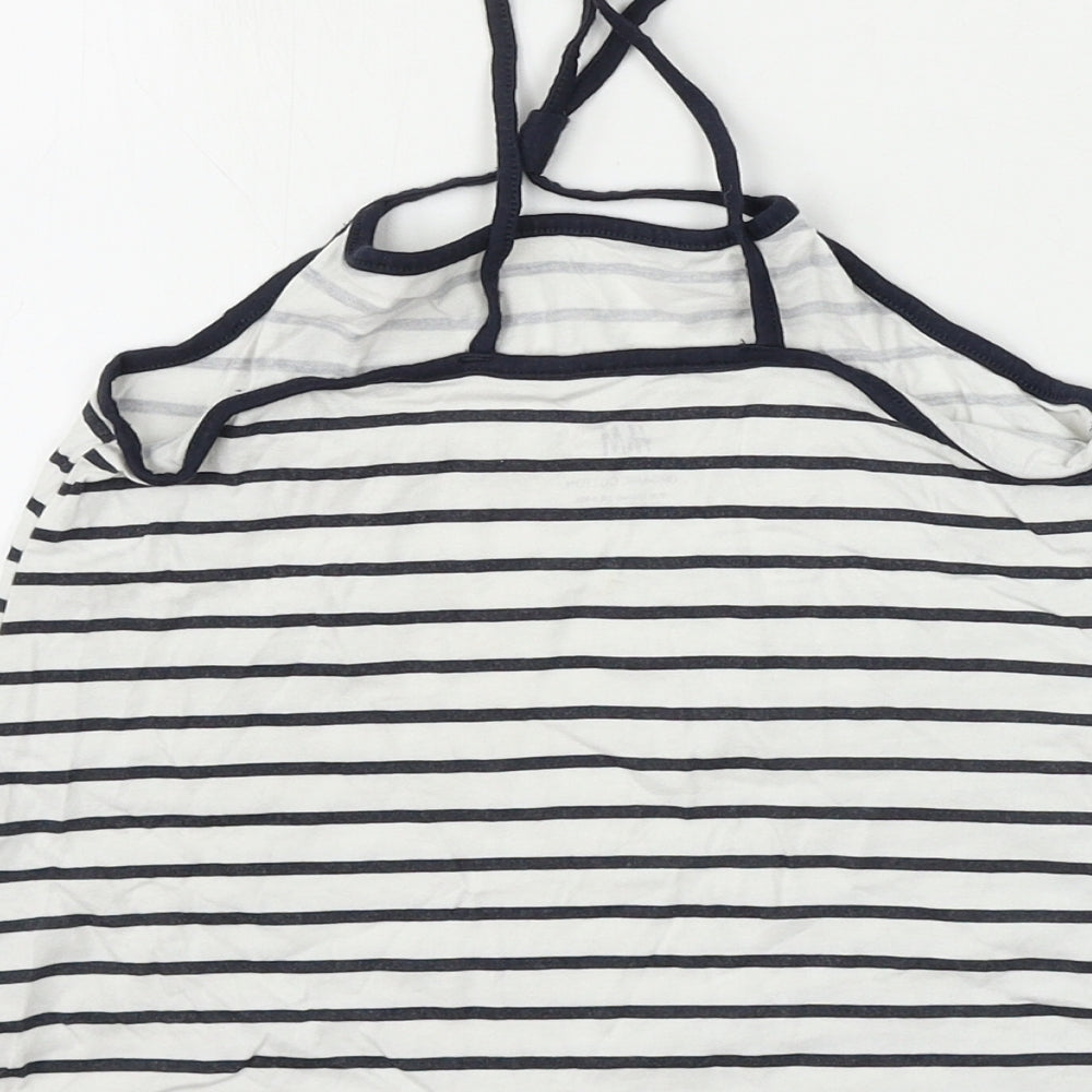H&M Girls White Striped Basic T-Shirt Size 8-9 Years