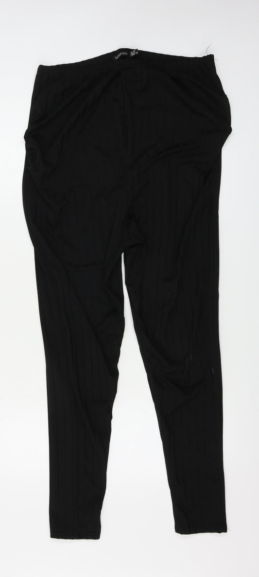 Womens UK Size 16 Boohoo Regular Fit Black Trousers