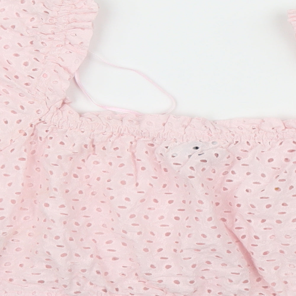 Primark Womens Pink Floral Cropped Blouse Size L