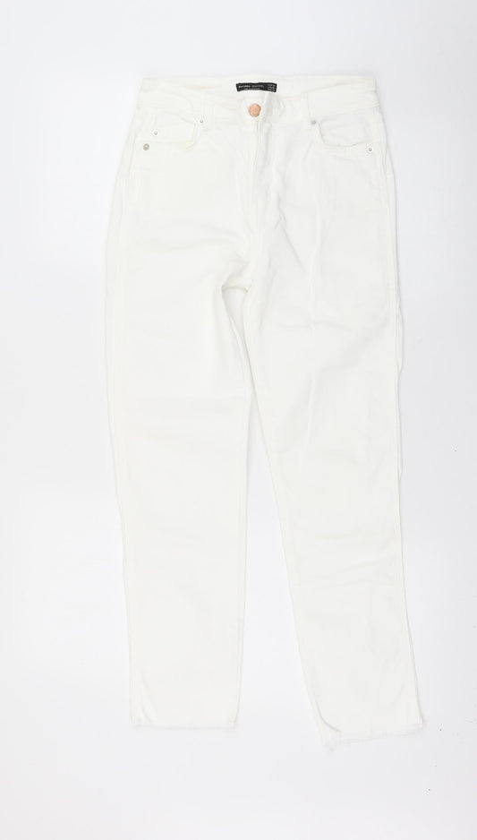 Womens UK Size 6 Bershka Regular Fit Skinny White Jeans