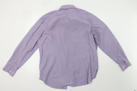 Debenhams Mens Purple Striped Button-Up Size 18