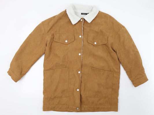 Additional front view of Boohoo women’s beige jacket, size UK 12