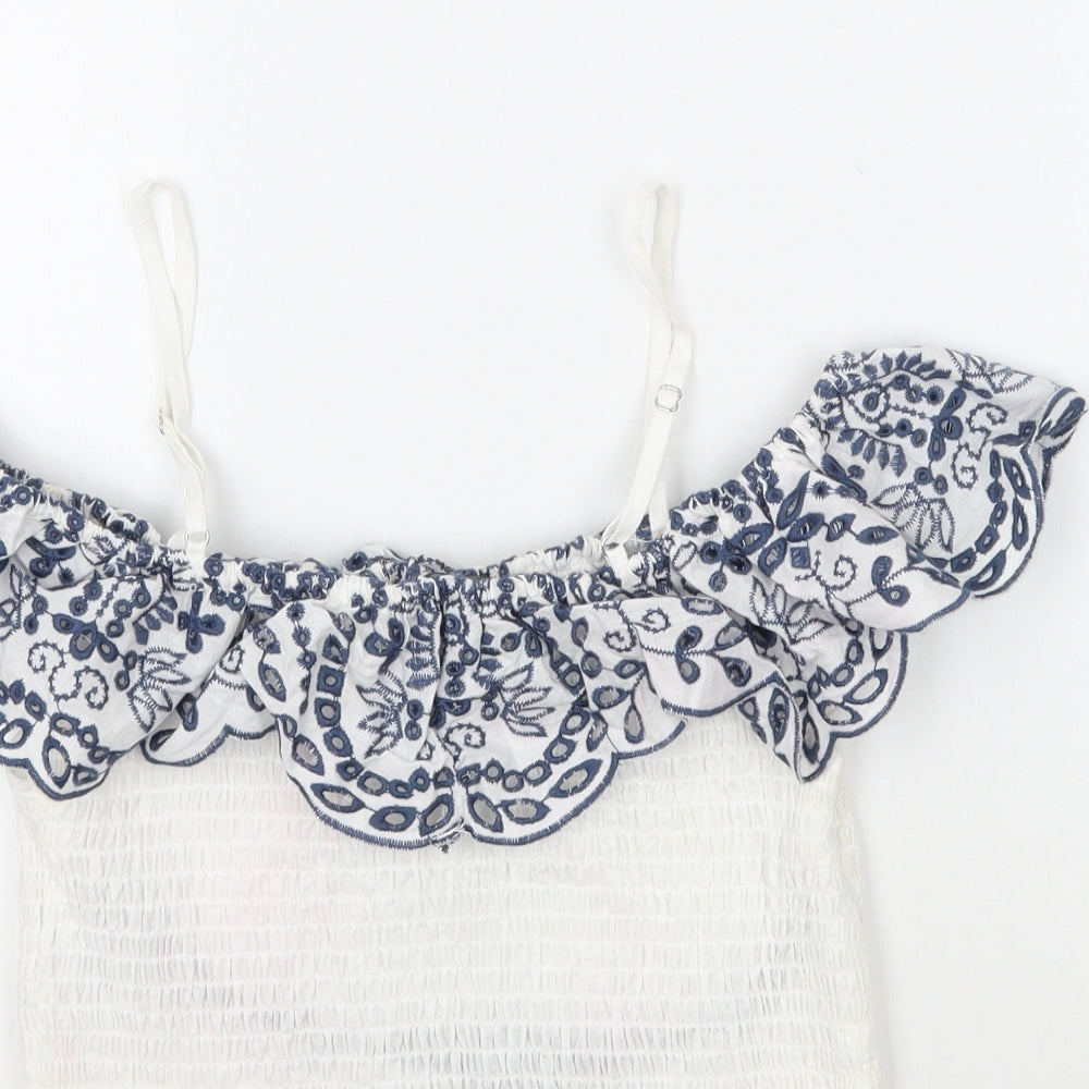 Womens UK Size S Forever21 White Cropped T-Shirt
