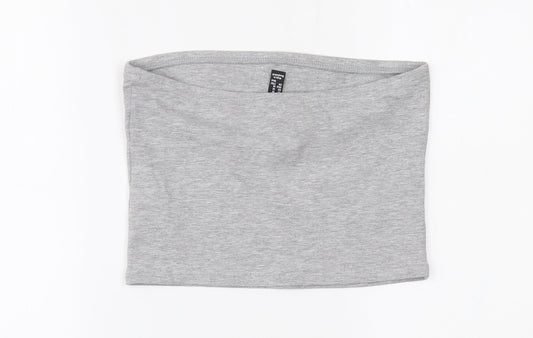 Womens UK Size M New Look Grey Cropped Blouse