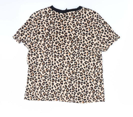Womens UK Size 10 Divided Beige Basic T-Shirt