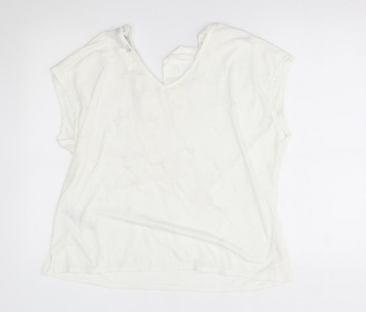 Dorothy Perkins Womens White Basic Blouse Size 16 - ties on neck