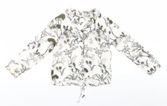 Additional front view of Etam women’s white floral basic button-up, size XS