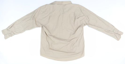 Mens UK Size 16 Matalan Beige Button-Up Long Sleeve Casual Shirt