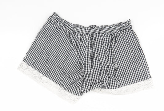 F&F Womens Black Check  Cut-Off Shorts Size 8
