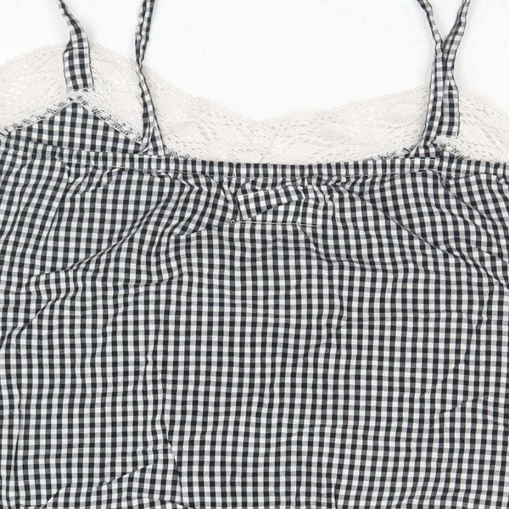 F&F Womens White Check Basic Tank Size 8