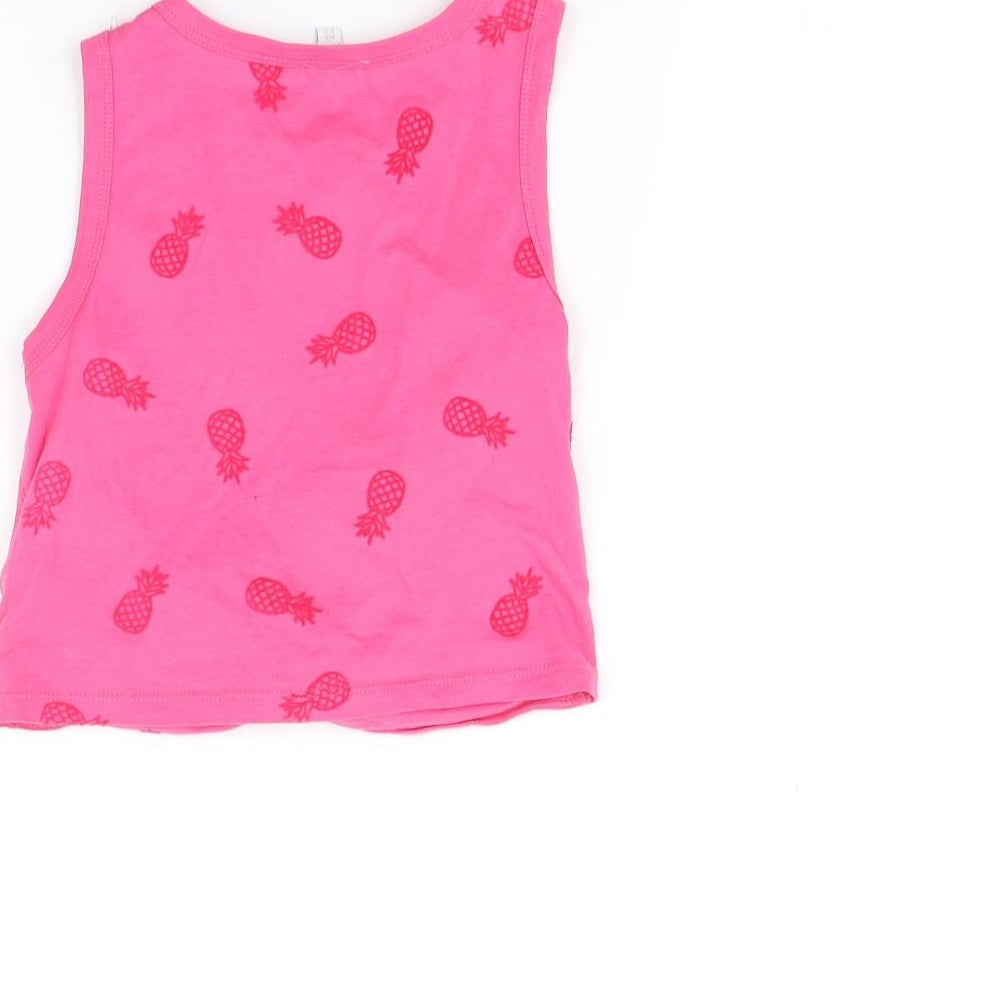 Bluezoo Girls Pink Camisole T-Shirt Size 6-7 Years - Pineapple print