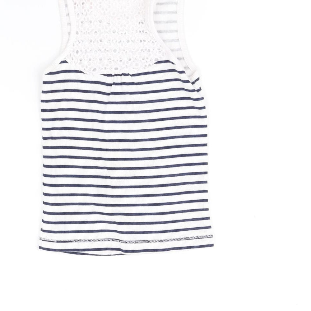 George Girls Blue Striped Basic T-Shirt Size 6-7 Years