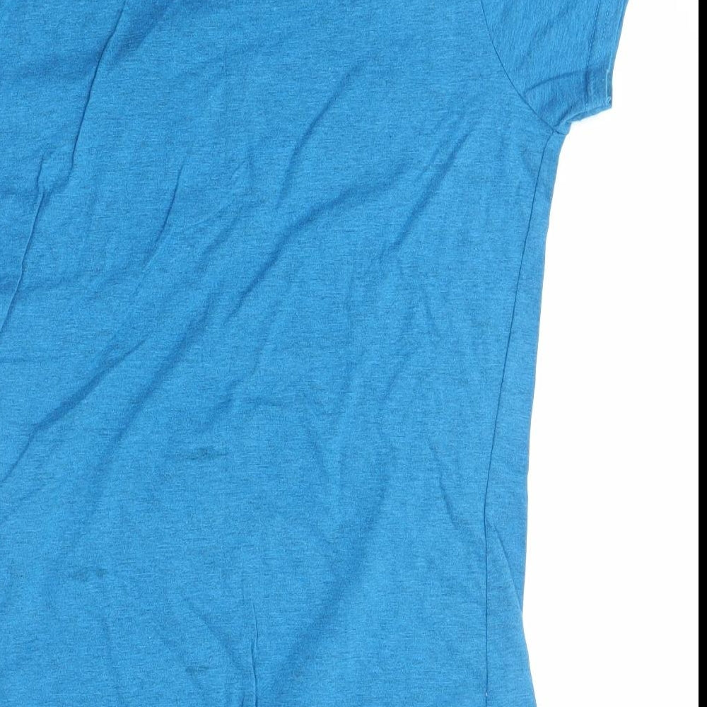 Womens UK Size L Gildan Blue Basic T-Shirt